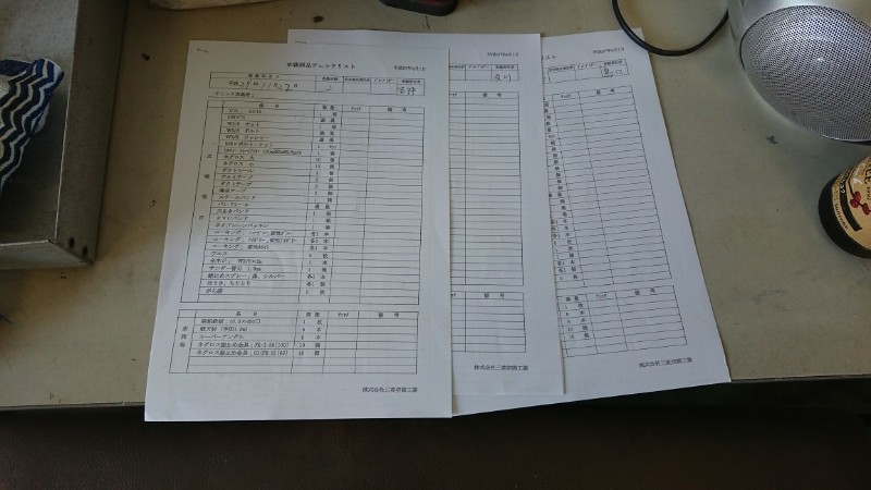 車載工具チェックリスト